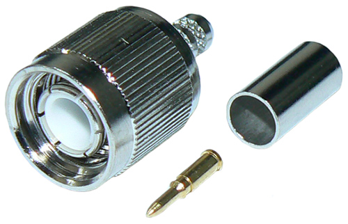 TNC male crimp connector for MIL-SPEC RG58 coaxial cables, DC-11 GHz, 50 Ohms – nickel plated